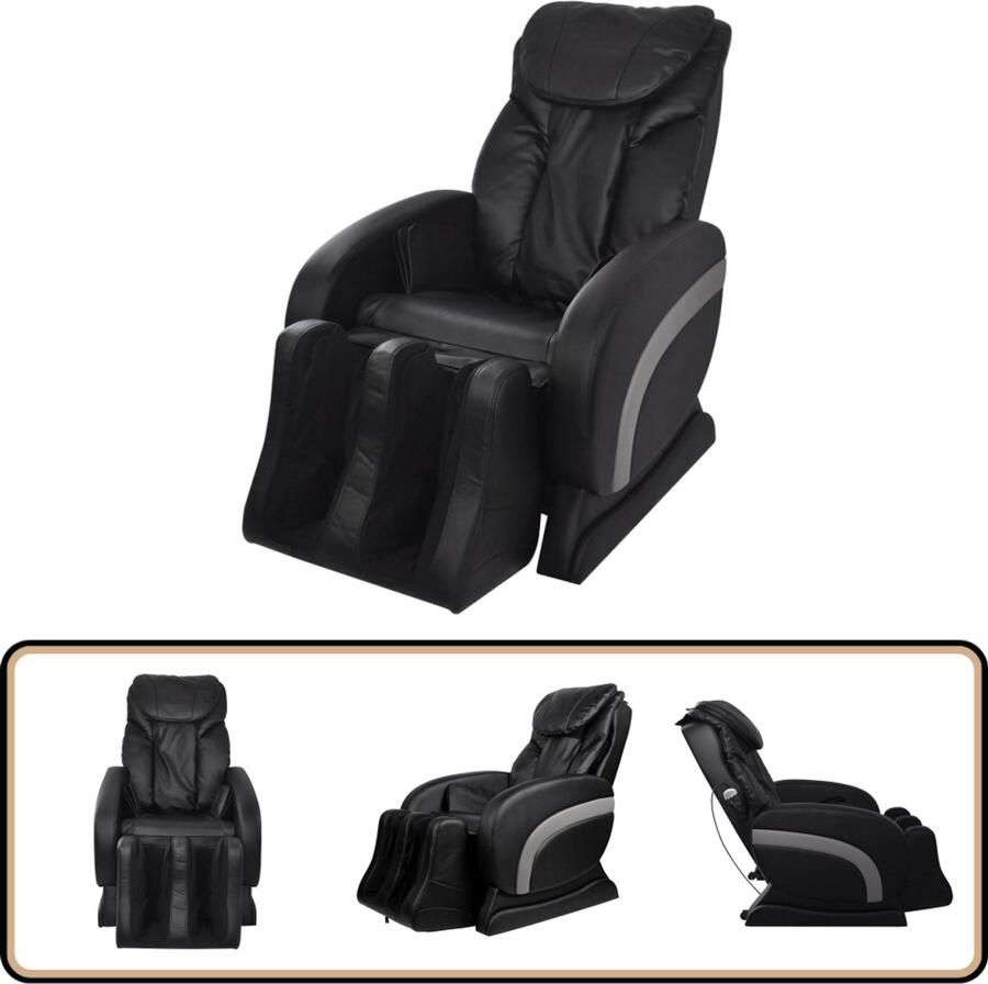 VidaXL Massagestoel Kunstleer Zwart Luxe Comfort Luxe Massagestoel Ergonomische Stoel Kunstlederen Stoel Elektrische Massagestoel Shiatsu Massage Footrest Relaxstoel Wellnessstoelen