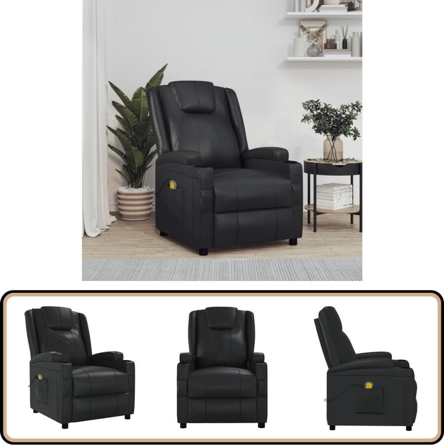 VidaXL Massagestoel Kunstleer Zwart Luxe Comfort Massagestoel Fauteuil Massage Relaxstoel Elektrische Massage