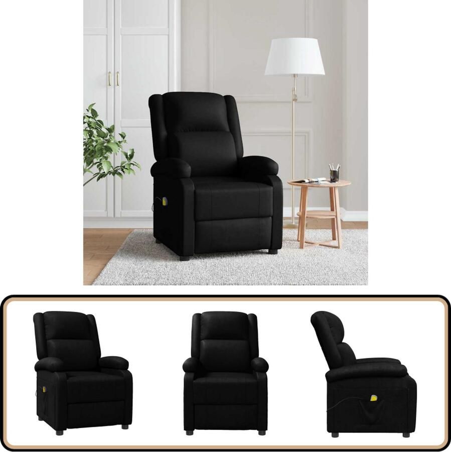 VidaXL Massagestoel Kunstleer Zwart met USB Massagestoel Massage Fauteuil Elektrische Massagestoel Ergonomische Stoel Relaxfauteuil