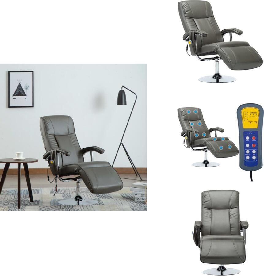 VidaXL Massagestoel Massagestoelen Elektrische Stoel Elektrische Stoelen Massagestoel kunstleer grijs