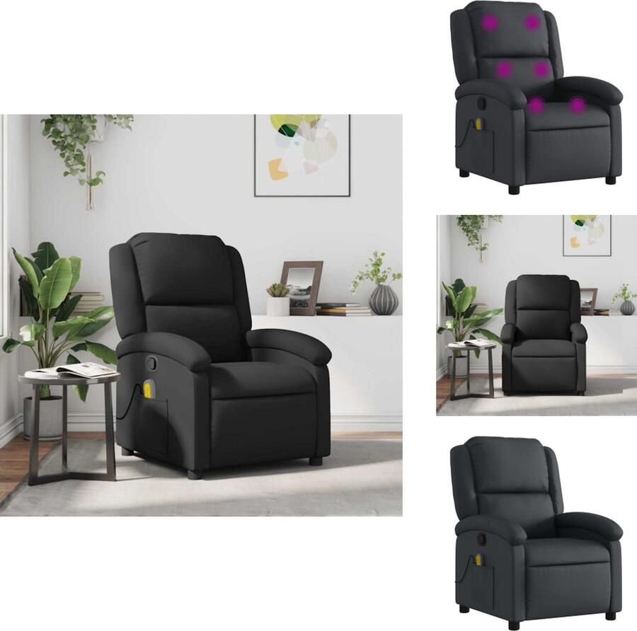 VidaXL Massagestoel Massagestoelen Fauteuil Relaxfauteuil Massagestoel echt leer zwart