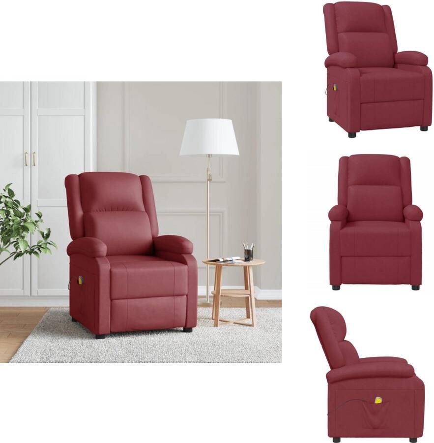 VidaXL Massagestoel Massagestoelen Fauteuil Relaxfauteuil Massagestoel kunstleer wijnrood