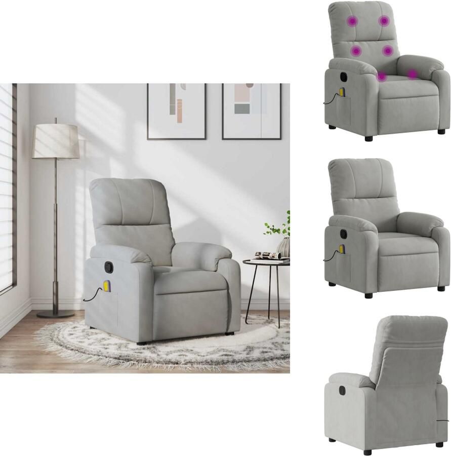 VidaXL Massagestoel Massagestoelen Fauteuil Relaxfauteuil Massagestoel microvezelstof lichtgrijs