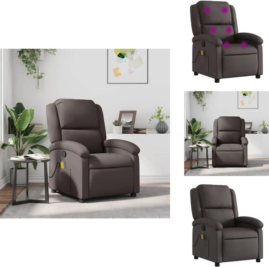 VidaXL Massagestoel Massagestoelen Fauteuil Relaxfauteuil Massagestoel verstelbaar echt leer donkerbruin