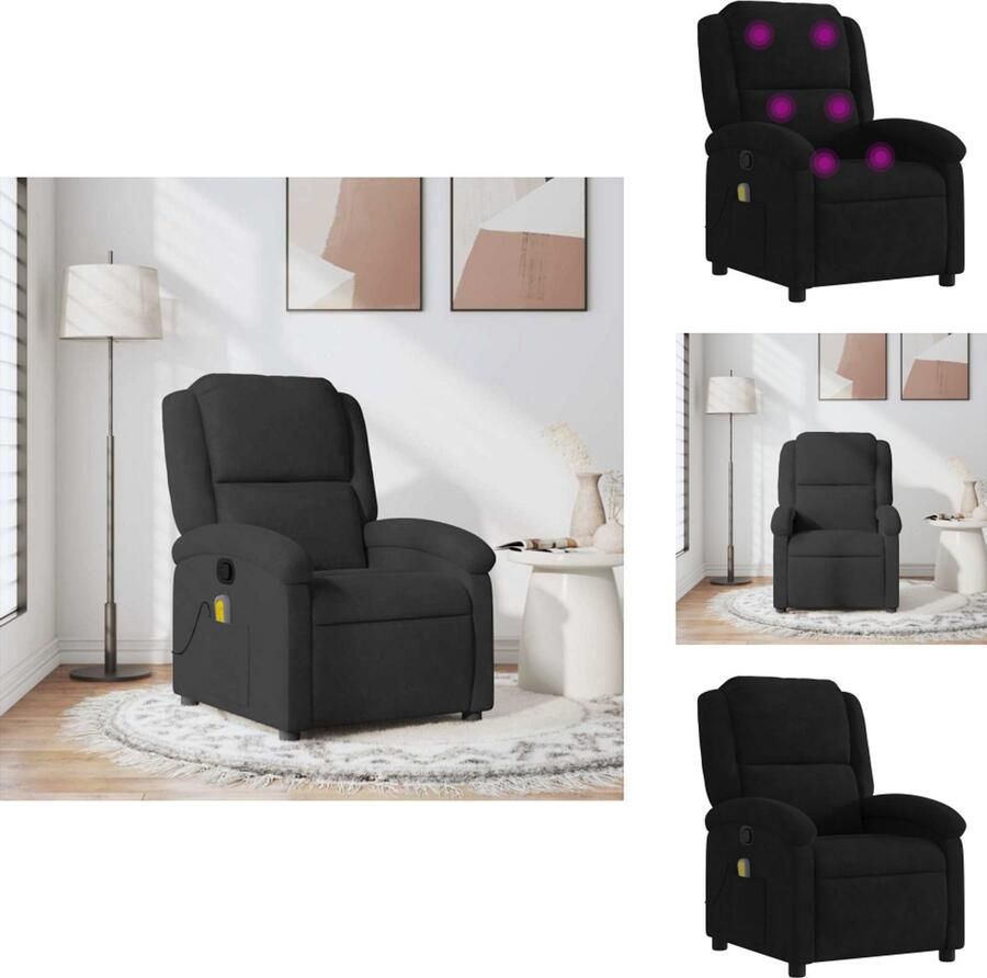 VidaXL Massagestoel Massagestoelen Fauteuil Relaxfauteuil Massagestoel verstelbaar fluweel zwart