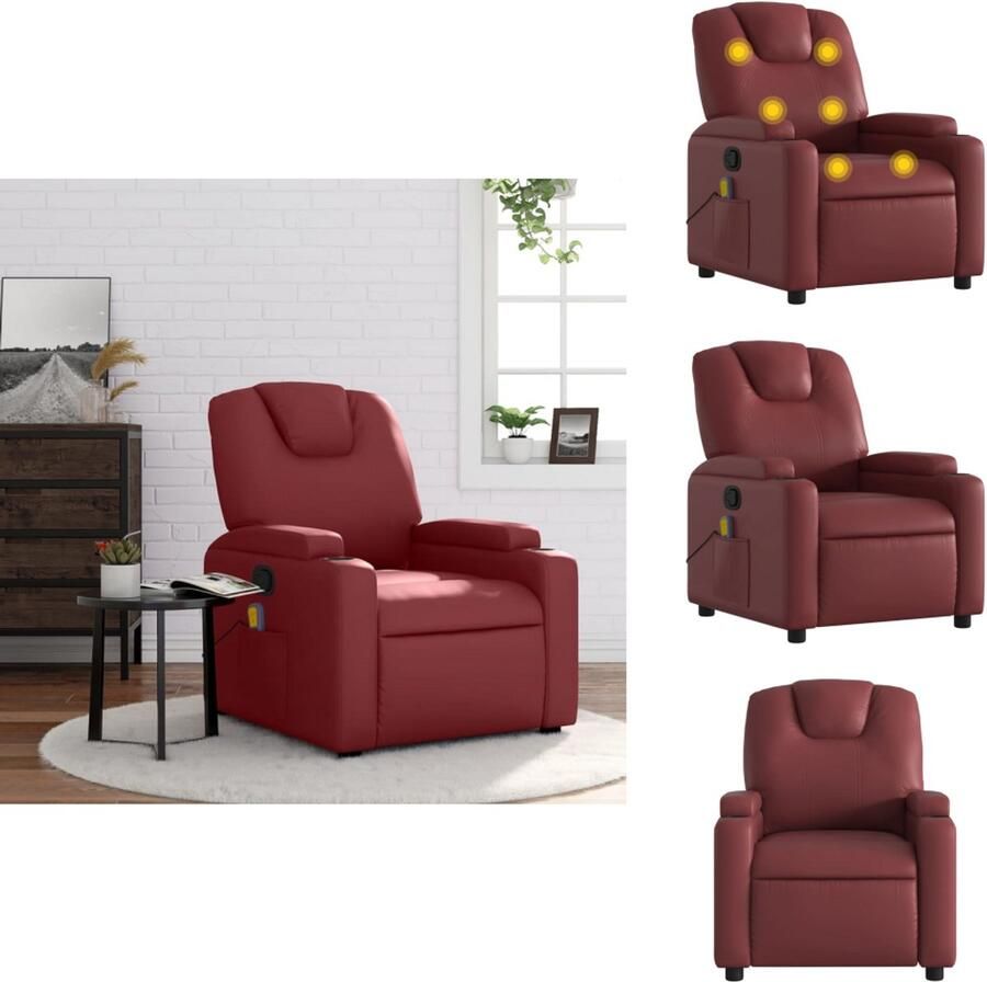 VidaXL Massagestoel Massagestoelen Fauteuil Relaxfauteuil Massagestoel verstelbaar kunstleer wijnrood