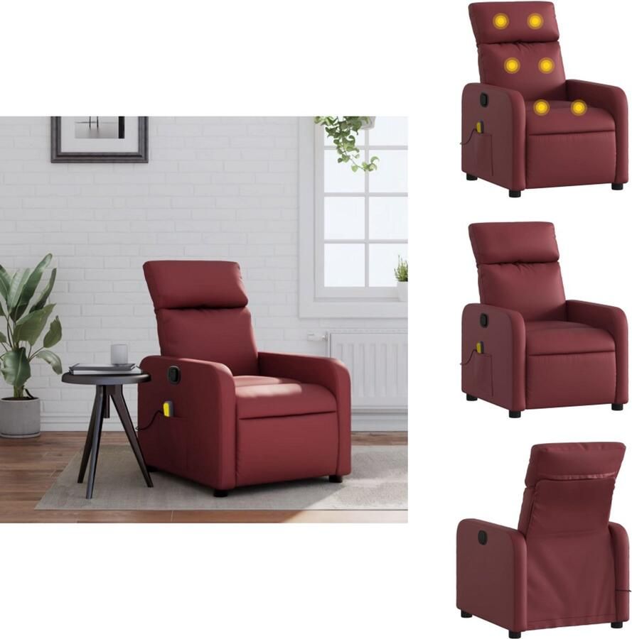 VidaXL Massagestoel Massagestoelen Fauteuil Relaxfauteuil Massagestoel verstelbaar kunstleer wijnrood