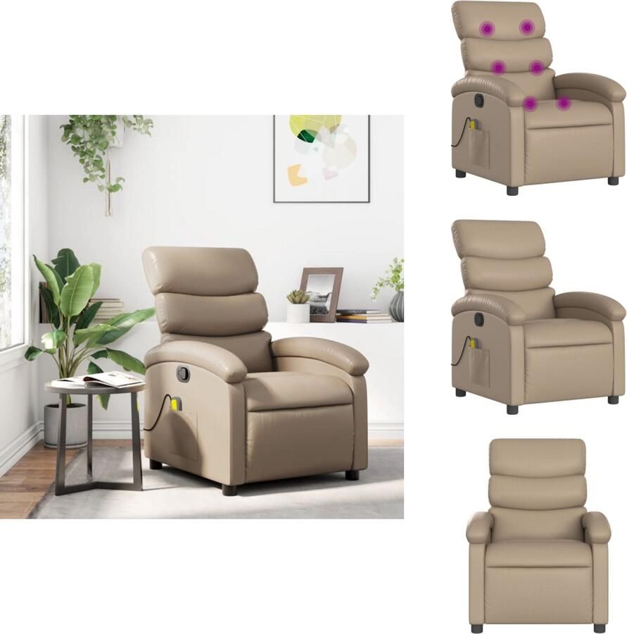 VidaXL Massagestoel Massagestoelen Fauteuil Relaxfauteuil Massagestoel verstelbaar kunstleer cappuccinokleurig