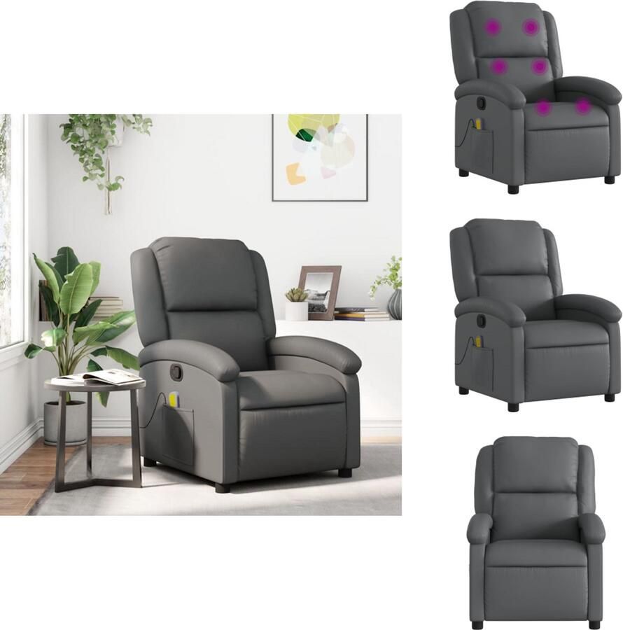 VidaXL Massagestoel Massagestoelen Fauteuil Relaxfauteuil Massagestoel verstelbaar kunstleer grijs
