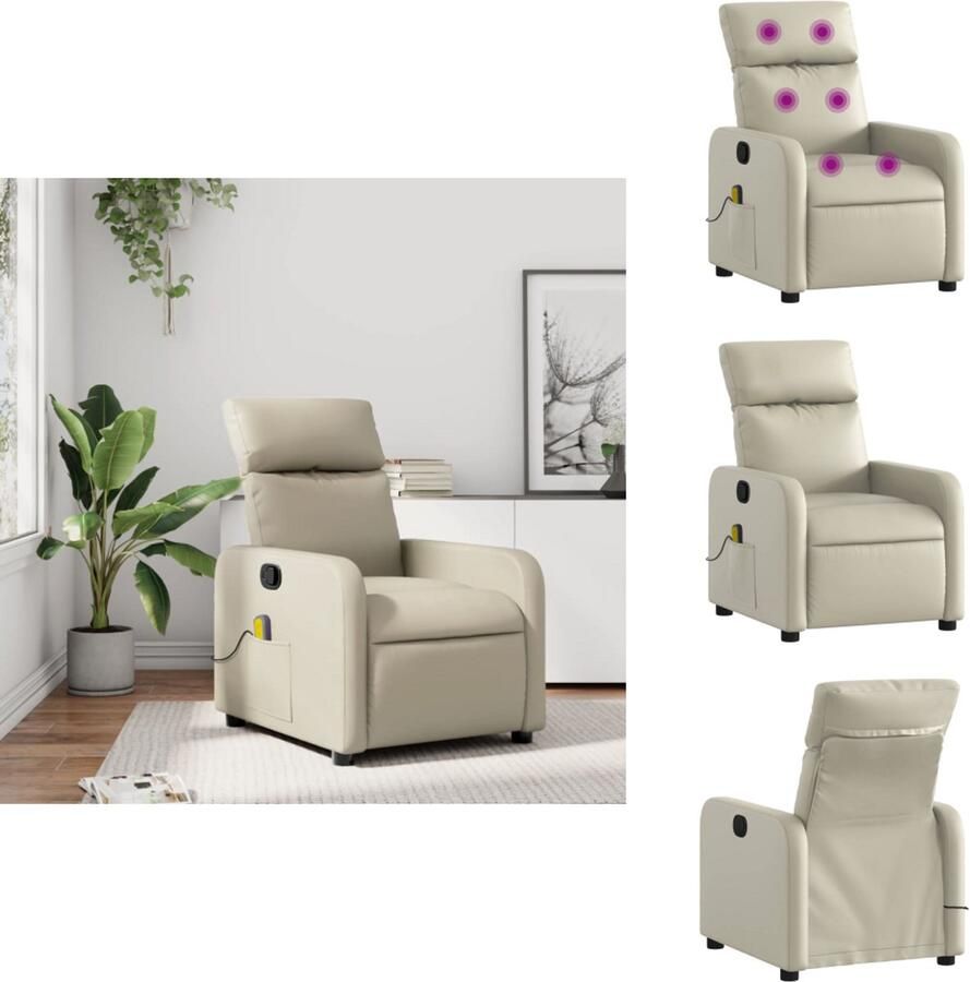 VidaXL Massagestoel Massagestoelen Fauteuil Relaxfauteuil Massagestoel verstelbaar kunstleer crème