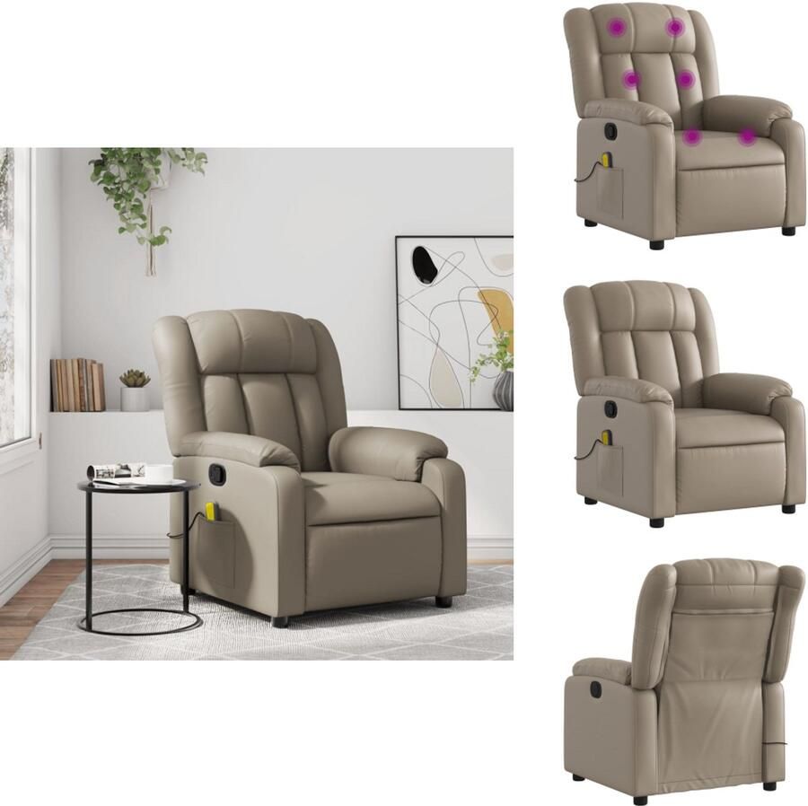 VidaXL Massagestoel Massagestoelen Fauteuil Relaxfauteuil Massagestoel verstelbaar kunstleer cappuccinokleurig