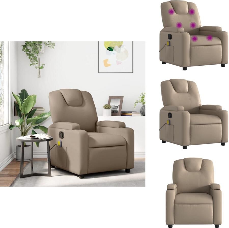 VidaXL Massagestoel Massagestoelen Fauteuil Relaxfauteuil Massagestoel verstelbaar kunstleer cappuccinokleurig - Foto 2