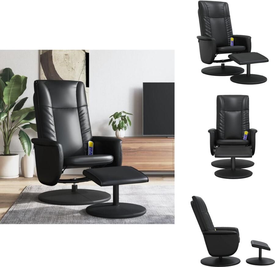 VidaXL Massagestoel Massagestoelen Fauteuil Relaxfauteuil Massagestoel verstelbaar met voetenbankje kunstleer zwart