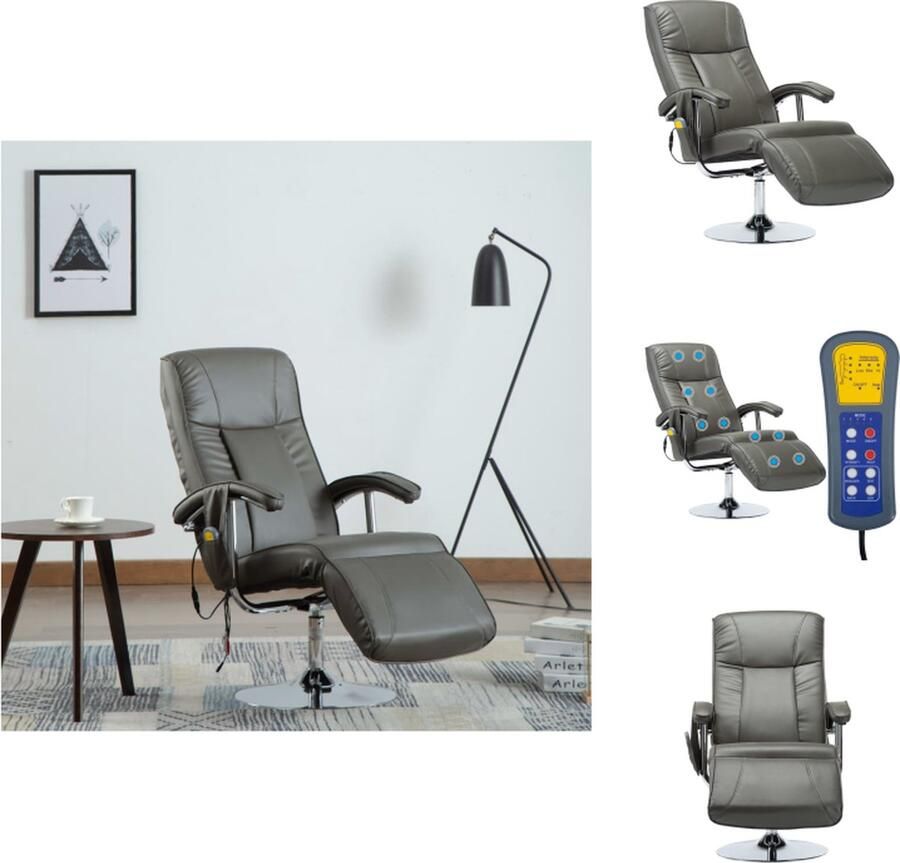 VidaXL Massagestoel Massagestoelen Elektrische Stoel Elektrische Stoelen Massagestoel kunstleer grijs - Foto 2