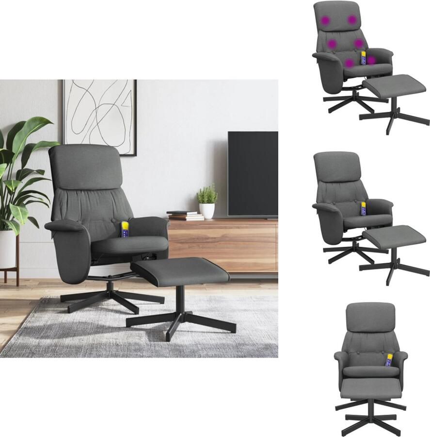 VidaXL Massagestoel Massagestoelen Massage Fauteuil Massagestoel verstelbaar met voetenbank stof donkergrijs