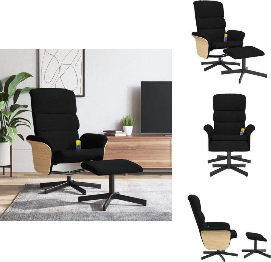 VidaXL Massagestoel Massagestoelen Massage Fauteuil Massagestoel verstelbaar met voetenbank stof zwart