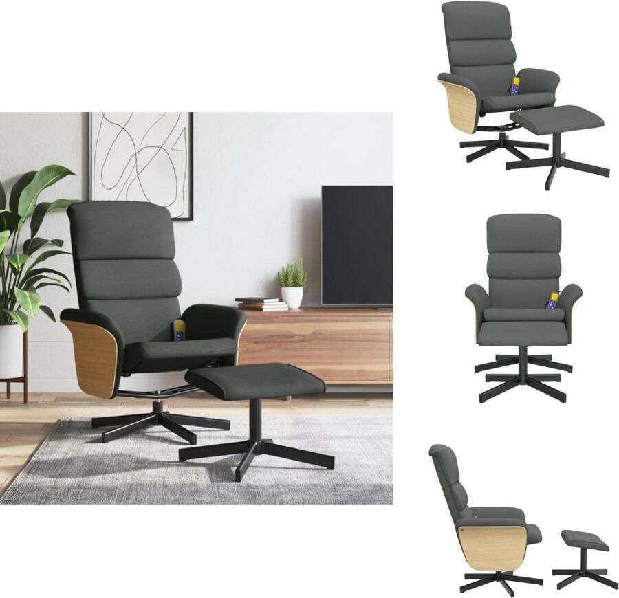 VidaXL Massagestoel Massagestoelen Massage Fauteuil Massagestoel verstelbaar met voetenbank stof donkergrijs