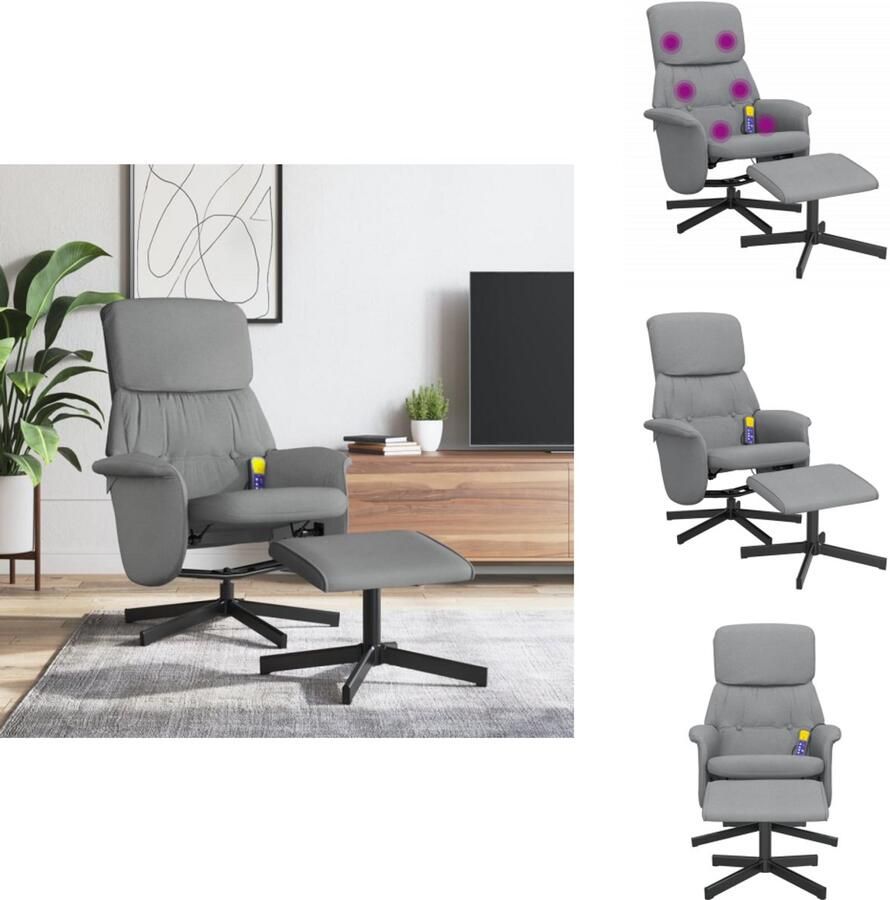 VidaXL Massagestoel Massagestoelen Massage Fauteuil Massagestoel verstelbaar met voetenbank stof lichtgrijs
