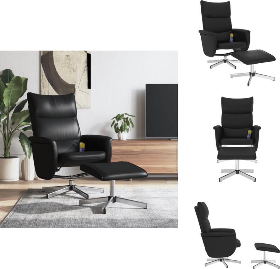 VidaXL Massagestoel Massagestoelen Massage Fauteuil Massagestoel verstelbaar met voetenbankje kunstleer zwart