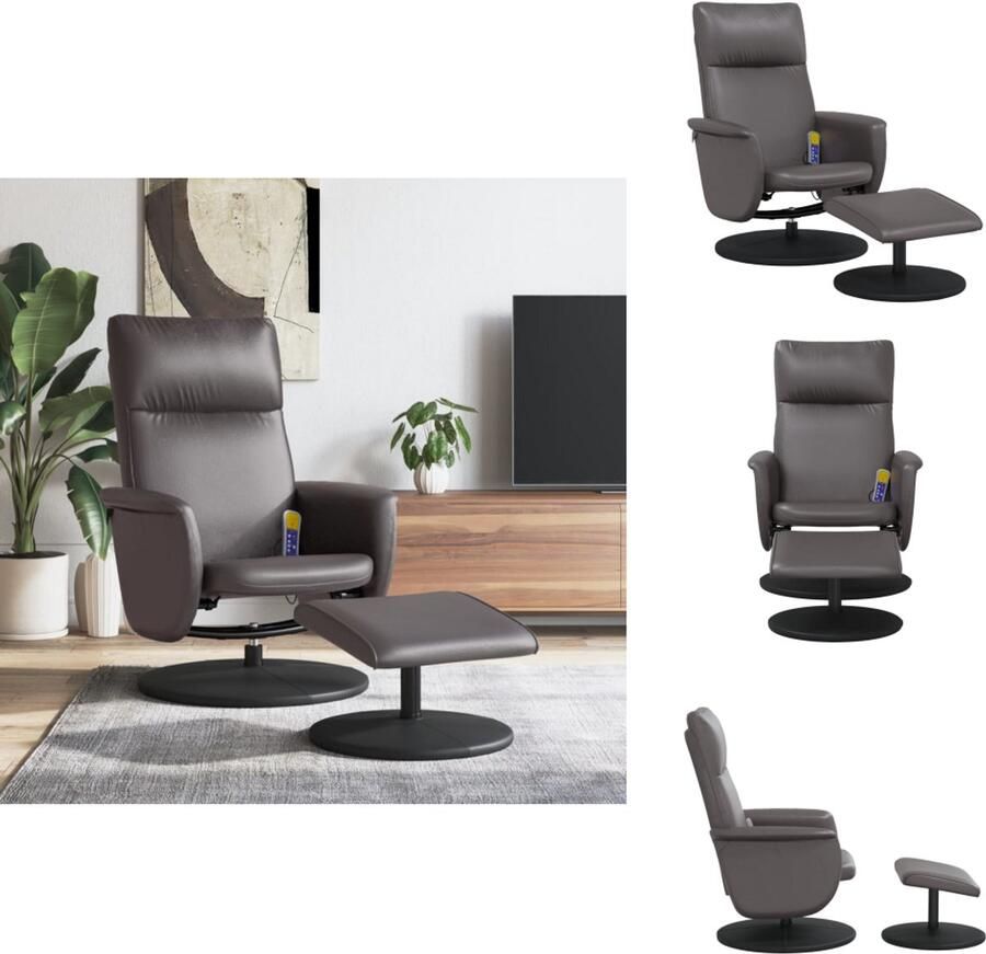 VidaXL Massagestoel Massagestoelen Massage Fauteuil Massagestoel verstelbaar met voetenbankje kunstleer grijs