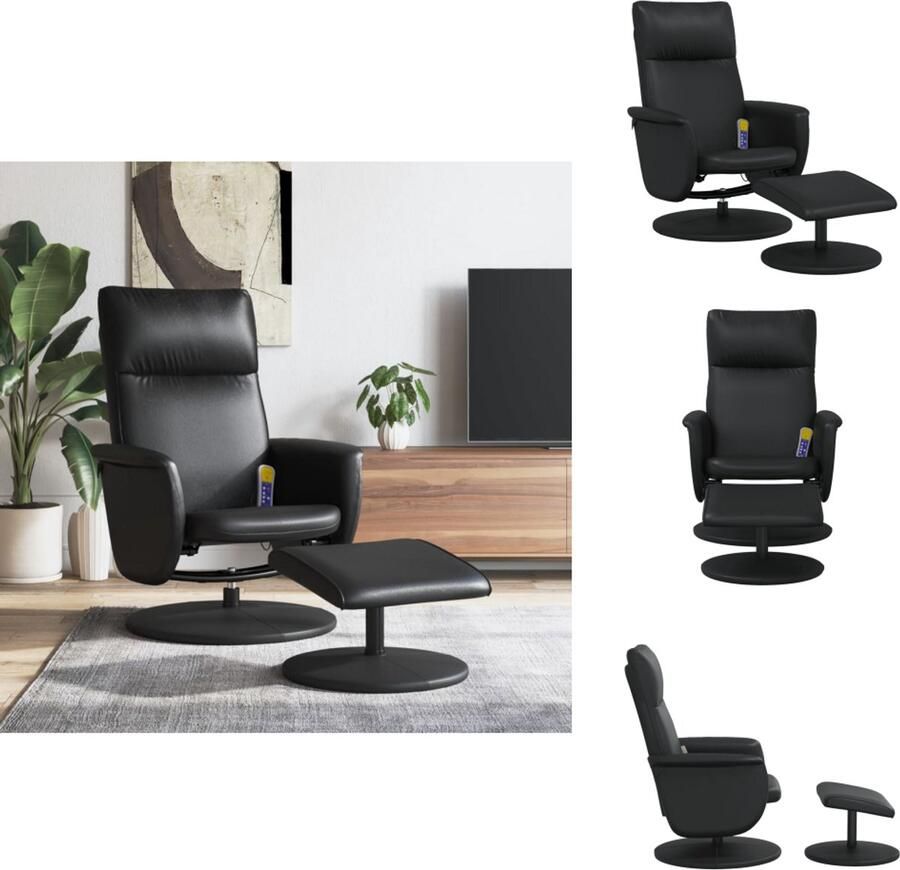 VidaXL Massagestoel Massagestoelen Massage Fauteuil Massagestoel verstelbaar met voetenbankje kunstleer zwart