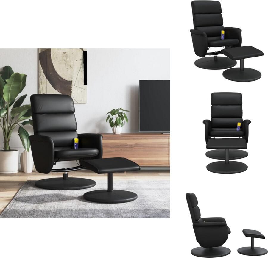 VidaXL Massagestoel Massagestoelen Massage Fauteuil Massagestoel verstelbaar met voetenbankje kunstleer zwart