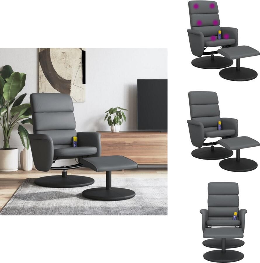 VidaXL Massagestoel Massagestoelen Massage Fauteuil Massagestoel verstelbaar met voetenbankje kunstleer grijs
