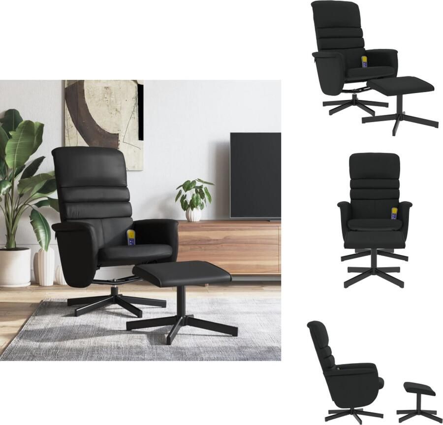 VidaXL Massagestoel Massagestoelen Massage Fauteuil Massagestoel verstelbaar met voetenbankje kunstleer zwart