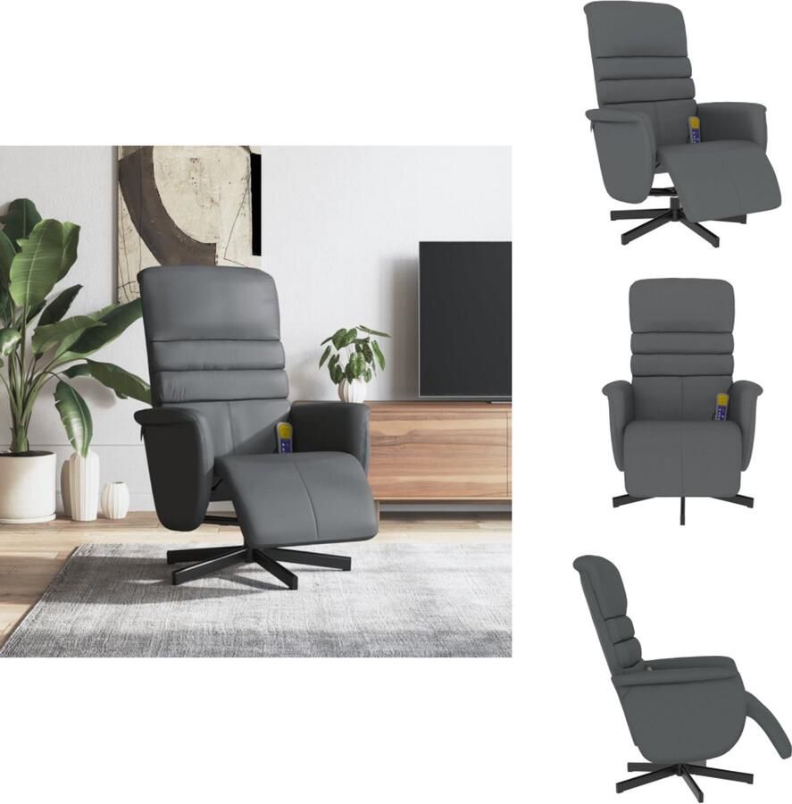 VidaXL Massagestoel Massagestoelen Massage Fauteuil Massagestoel verstelbaar met voetensteun kunstleer grijs
