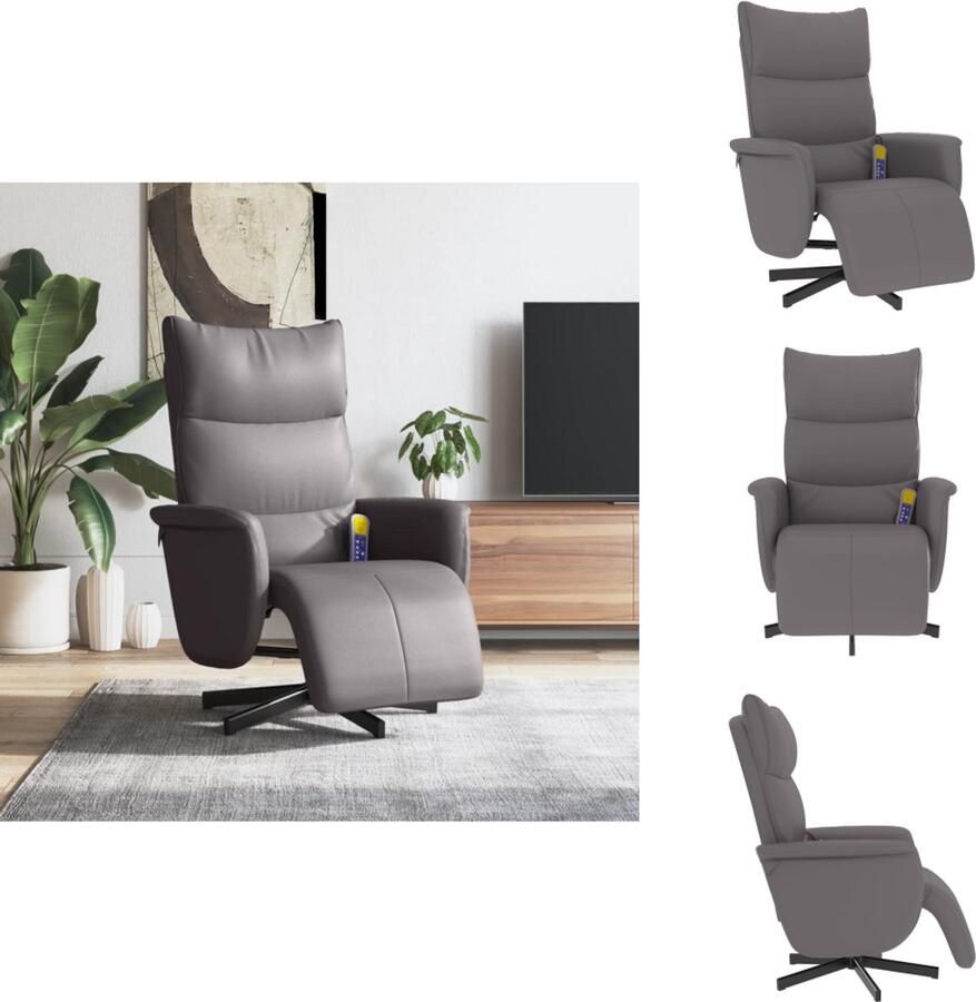 VidaXL Massagestoel Massagestoelen Massage Fauteuil Massagestoel verstelbaar met voetensteun kunstleer grijs - Foto 2