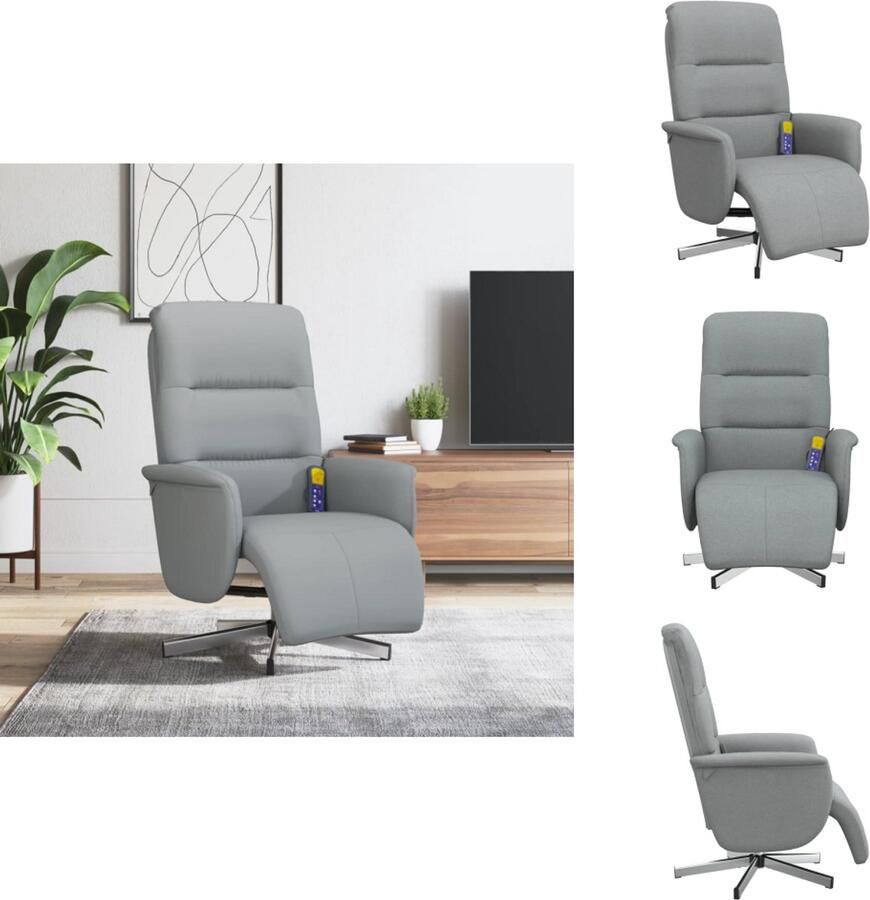 VidaXL Massagestoel Massagestoelen Massage Fauteuil Massagestoel verstelbaar met voetensteun stof lichtgrijs - Foto 2