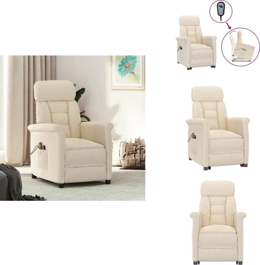 VidaXL Massagefauteuil Elektrisch Verstelbaar Massagefunctie Comfortabele Zitervaring Stevig en Stabiel Frame Beige 70.5 x 96.5 x 95 cm Fauteuil