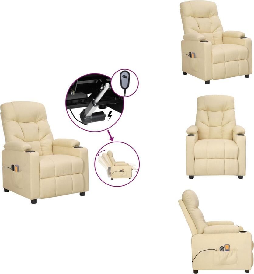 VidaXL Massagestoel Massagestoelen Zitstoel Leunstoel Massagestoel elektrisch stof crèmekleurig