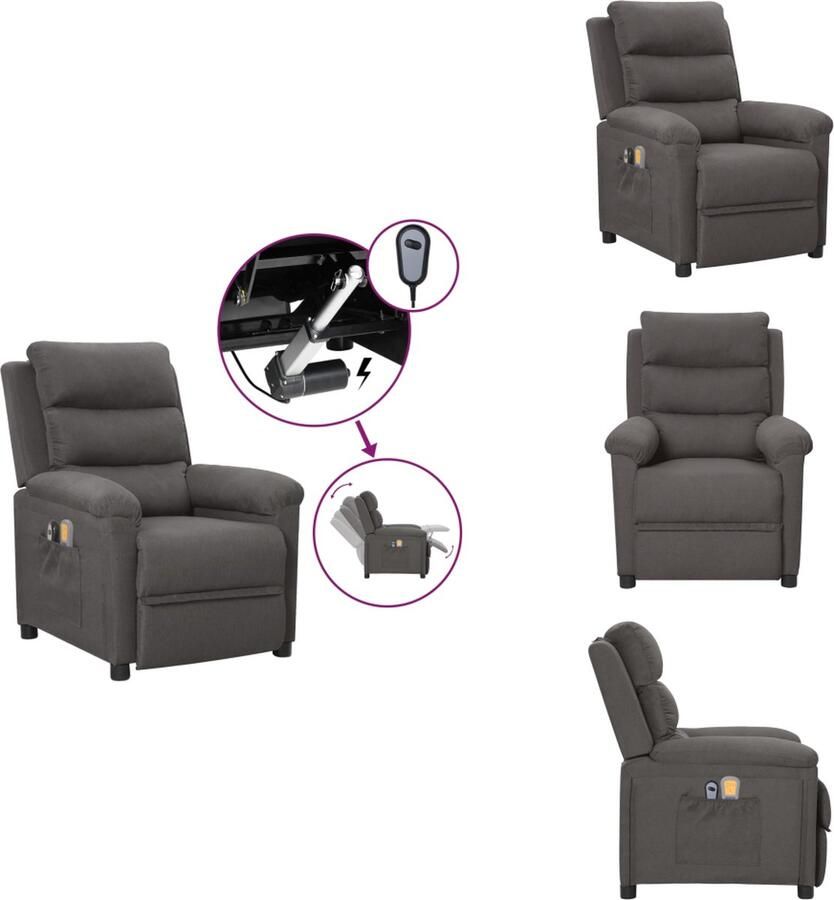 VidaXL Massagestoel Massagestoelen Zitstoel Leunstoel Massagestoel elektrisch stof donkergrijs