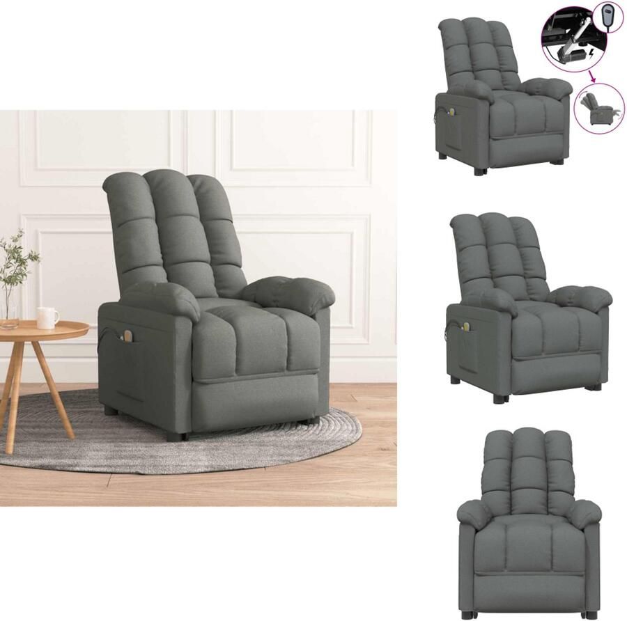 The Living Store Massagestoel elektrisch stof donkergrijs Elektrische Massagestoel Massagefauteuil Relaxfauteuil Ergonomische Stoel Grijs Meubilair - Foto 3