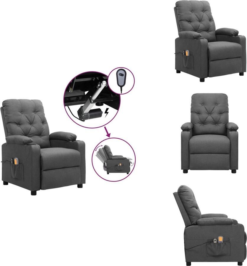 VidaXL Massagestoel Massagestoelen Zitstoel Leunstoel Massagestoel elektrisch stof lichtgrijs