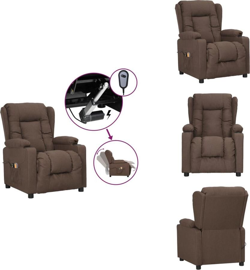 VidaXL Massagefauteuil verstelbaar Taupe 72.5 x 136.5 x 81 cm Comfortabel en duurzaam Fauteuil