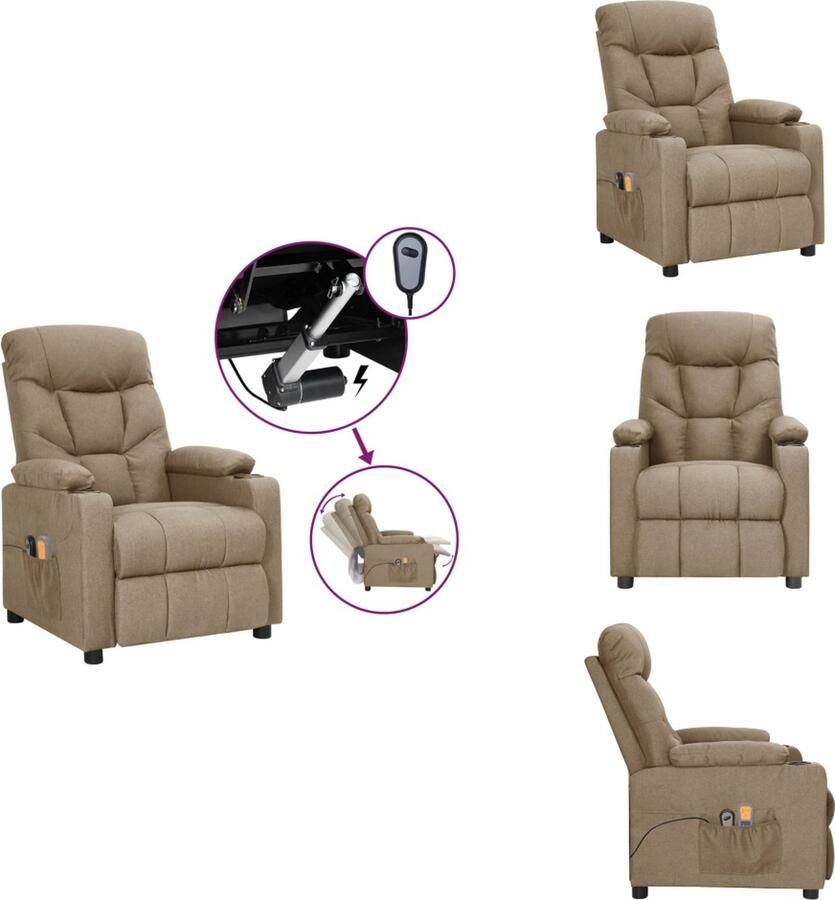 VidaXL Massagestoel Massagestoelen Zitstoel Leunstoel Massagestoel elektrisch stof taupe
