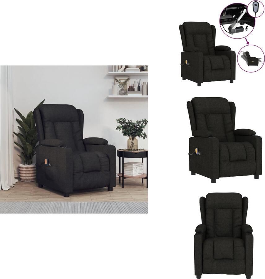 VidaXL Massagefauteuil Elektrisch verstelbaar Vibratie- en warmtefunctie Comfortabele zitervaring Stevig en stabiel frame Zwart 72.5 x 96 x 99.5 cm Fauteuil