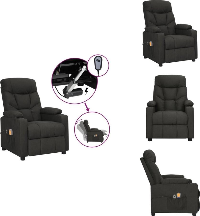 VidaXL Massagestoel Massagestoelen Zitstoel Leunstoel Massagestoel elektrisch stof zwart
