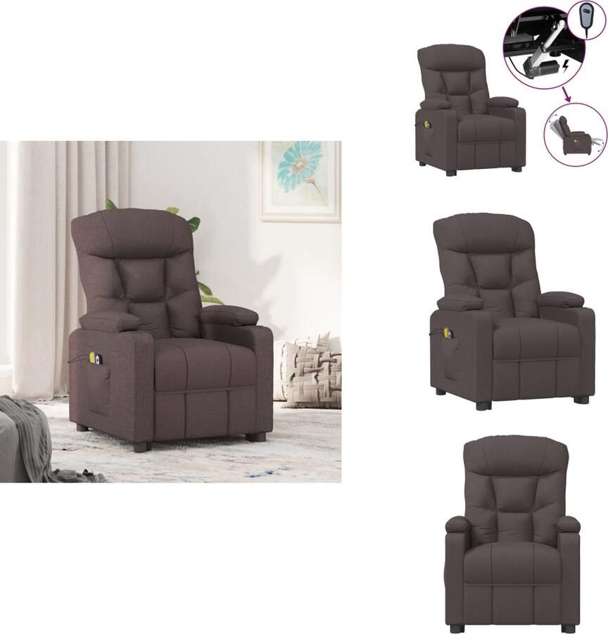 VidaXL Massagestoel Massagestoelen Zitstoel Leunstoel Massagestoel elektrisch verstelbaar stof donkerbruin