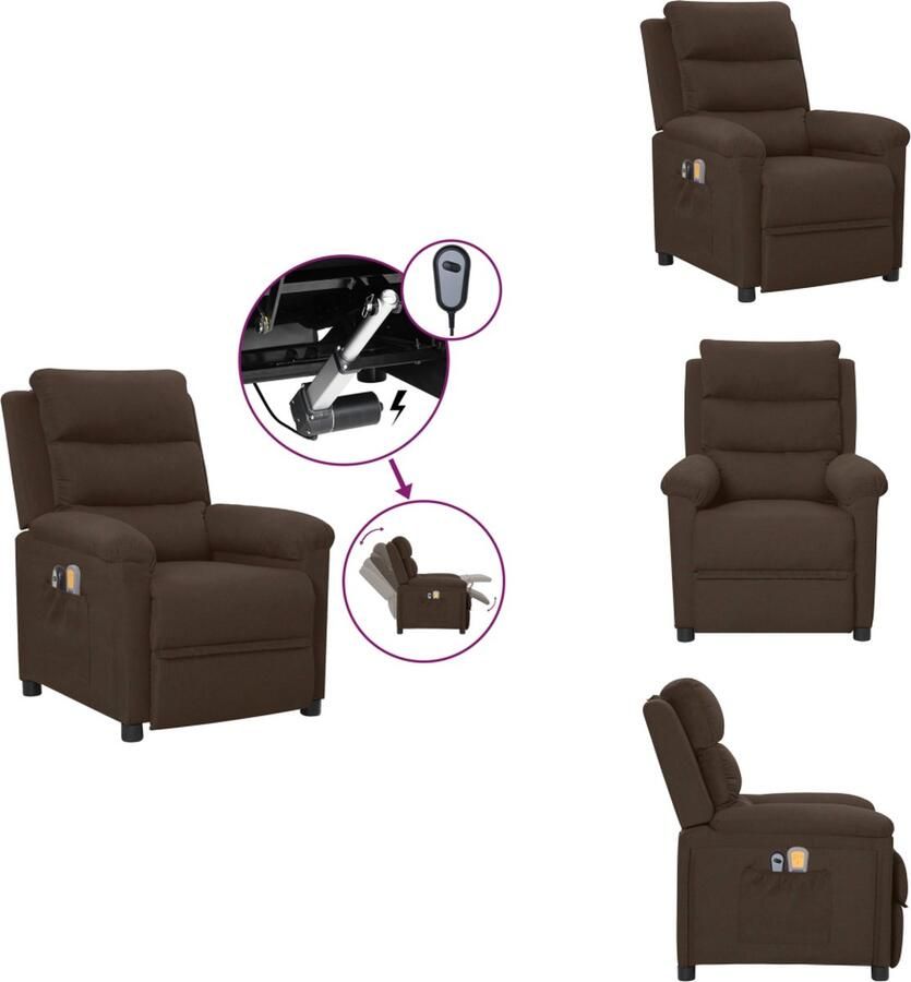 VidaXL Elektrische Massagefauteuil Bruin Verstelbaar Massageprogrammas Comfortabel zitten Stevig frame Inclusief handbediening Montage vereist Fauteuil