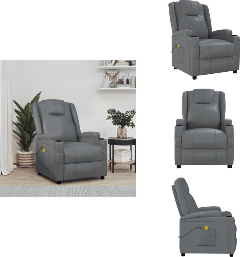 VidaXL Massagefauteuil Verstelbaar Massagefunctie Kunstleer Antraciet 75 x 88 x 100 cm Fauteuil