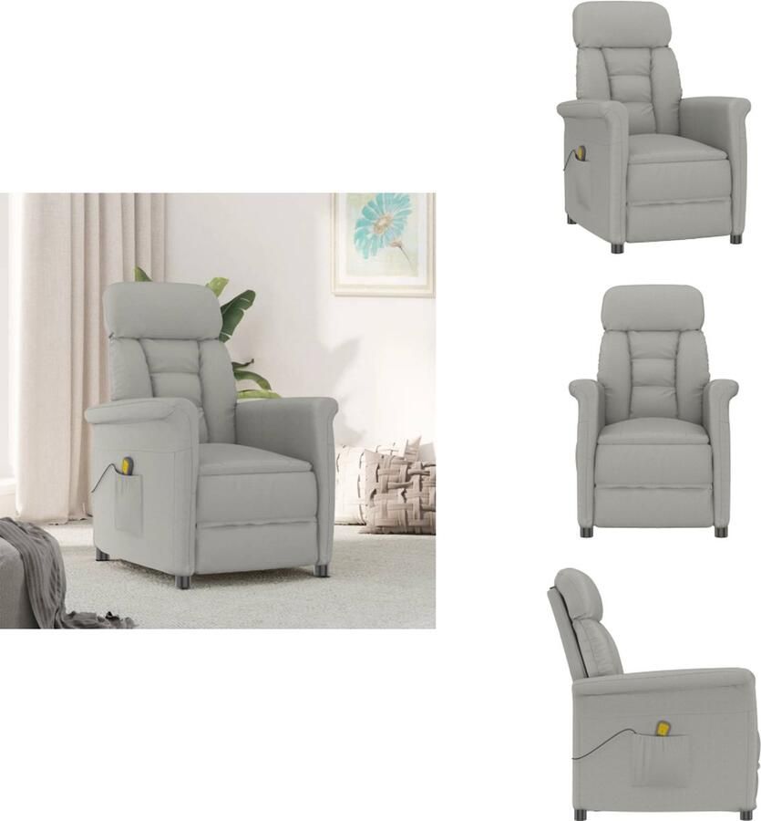 VidaXL Massagefauteuil Verstelbaar 6-punts massage Kunstsuède Lichtgrijs 70.5 x 143 x 76 cm Fauteuil