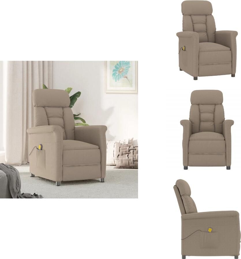 VidaXL Massagefauteuil Verstelbaar Massagefunctie Kunstsuède Stevig frame Taupe Fauteuil