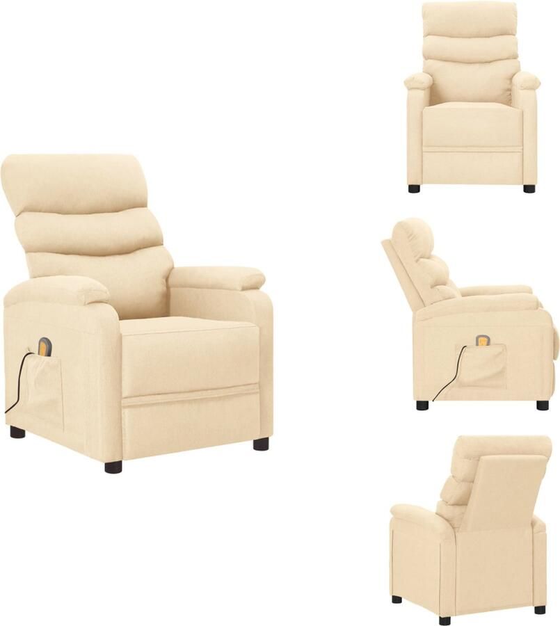 VidaXL Massagefauteuil Verstelbaar Massagefunctie Comfortabel Stevig Crème 75x91x101 cm Fauteuil