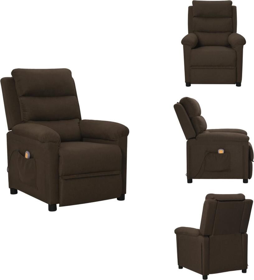 VidaXL Massagestoel Massagestoelen Zitstoel Leunstoel Massagestoel stof donkerbruin