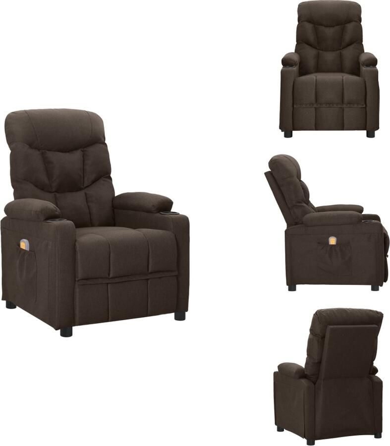 VidaXL Massagefauteuil Verstelbaar 6-punts trillingsmassage 75 x 93 x 104.5 cm Donkerbruin Fauteuil