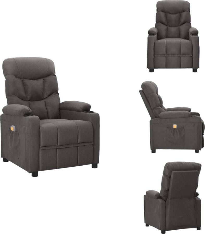 VidaXL Massagefauteuil Verstelbaar Donkergrijs 75x144x84.5cm 6-punts trillingsmassage Montage vereist Fauteuil