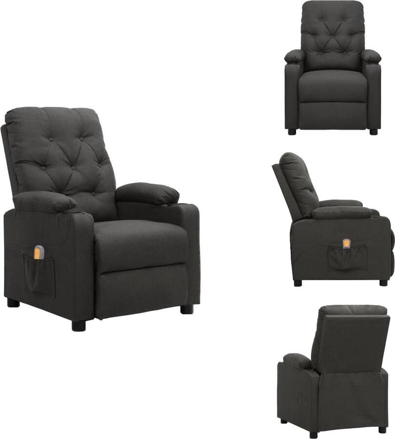 VidaXL Massagefauteuil Donkergrijs 78.5 x 93 x 96.5 cm Verstelbaar 6-punts trillingsmassage Fauteuil